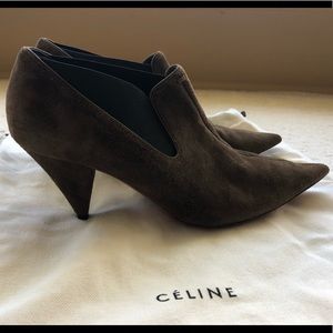 Celine suede pointed-toe booties